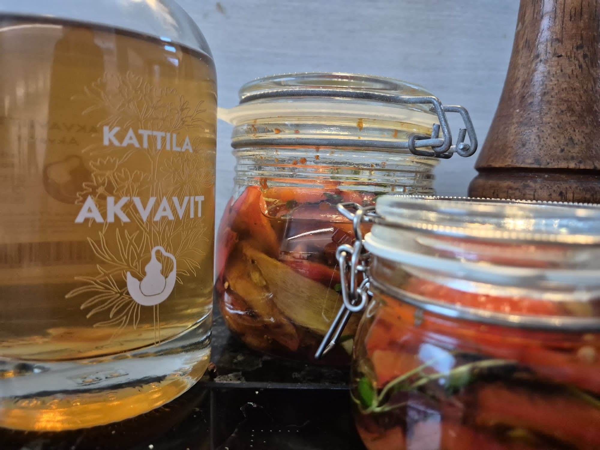Marinated Akvavit Peppers